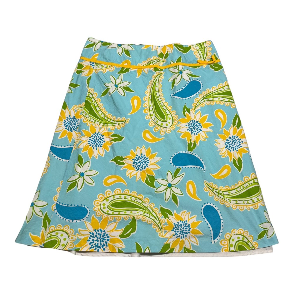Lilly‎ Pulitzer Paisely Yellow/Green/Blue A-line Skirt Women's 10 (32" Waist)